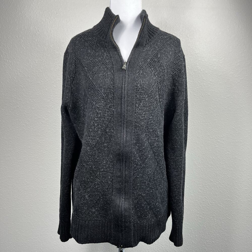 Banana Republic Mens Gray Full Zip Merino Wool Cardigan Sweater‎ Large Coastal